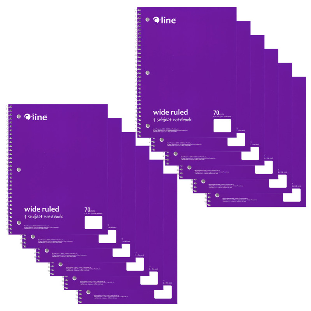 C-LINE PRODUCTS INC C-Line® 1-Subject Notebook, 70 Page, Wide Ruled, Purple, Pack of 12