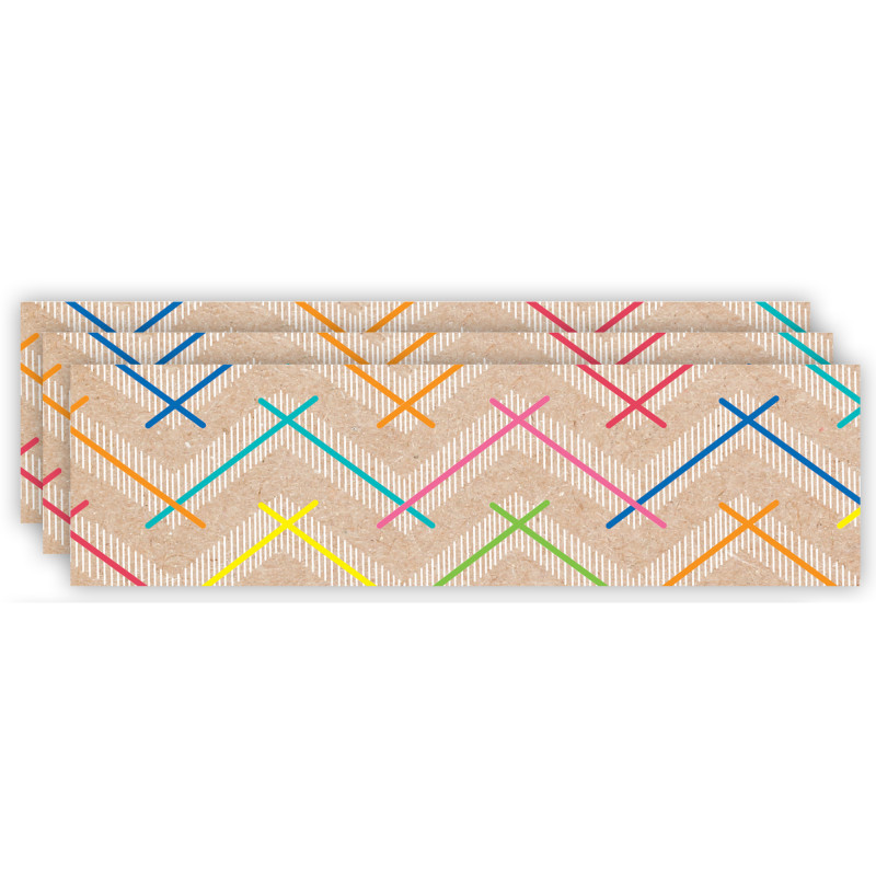 CREATIVE TEACHING PRESS Creative Teaching Press® Krafty Pop Colorful Kraft Chevron EZ Border, 48 Feet Per Pack, 3 Packs