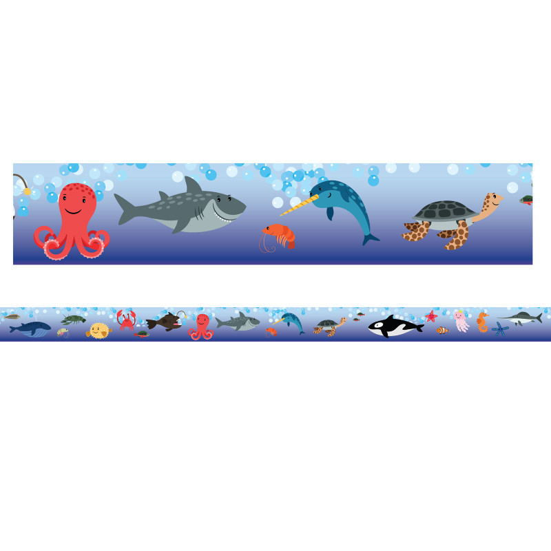 ADVANTUS Charles Leonard Magnetic Straight Borders/Trims, 1.5" x 24", Sea Life Theme, Pack of 12