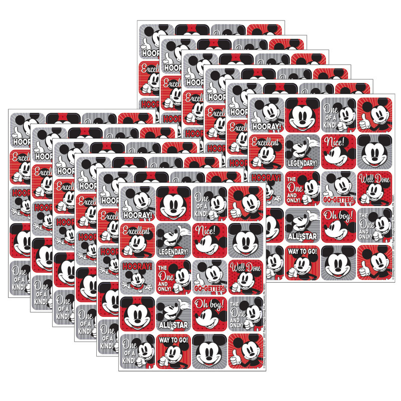 EUREKA Eureka® Mickey Mouse® Throwback Theme Stickers, 120 Per Pack, 12 Packs