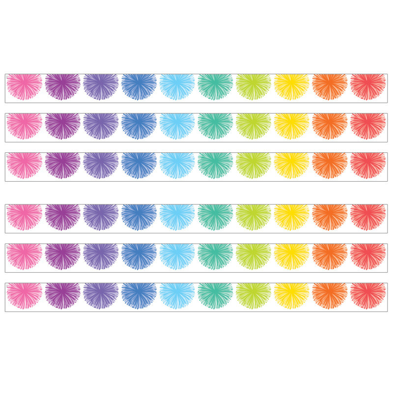 TEACHER CREATED RESOURCES Teacher Created Resources® Colorful Poms Scalloped Die-Cut Border Trim, 35 Feet Per Pack, 6 Packs