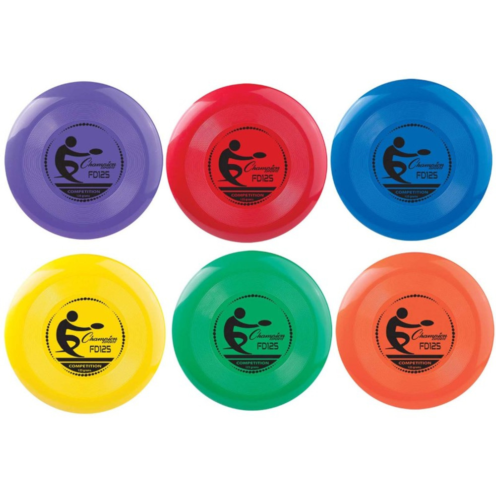 CHAMPION SPORTS Champion Sports Plastic Disc, 125g, Assorted Colors, Pack of 6
