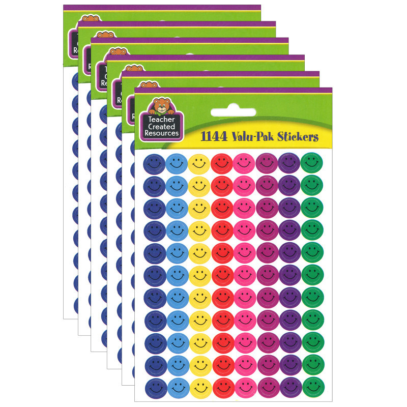 TEACHER CREATED RESOURCES Teacher Created Resources® Mini Happy Face Stickers Valu-Pak, Multi Color, 1,144 Per Pack, 6 Packs