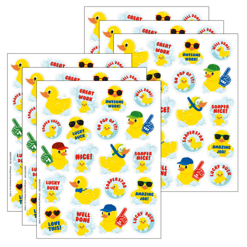 EUREKA Eureka® Rubber Duckies Bubblebath Scented Stickers, 80 Per Pack, 6 Packs