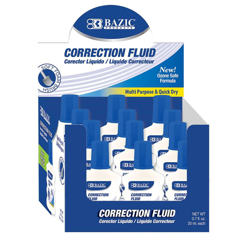 BAZIC PRODUCTS BAZIC Products® Correction Fluid with Foam Brush, 0.7 fl oz (20 mL)