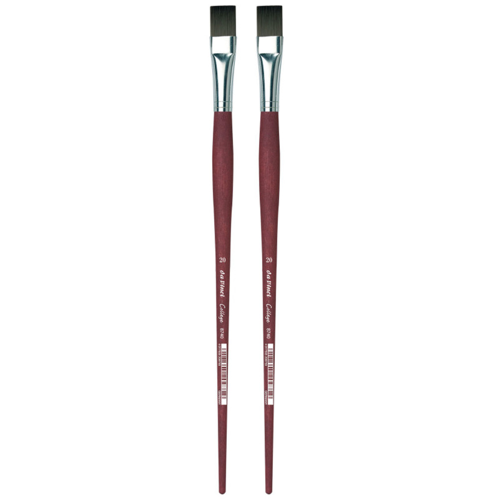 GREGORY DANIELS FINE ARTS INC da Vinci COLLEGE Student Brush, Synthetic, Acrylic & Oil, Flat, Series 8740, Size 20, Pack of 2