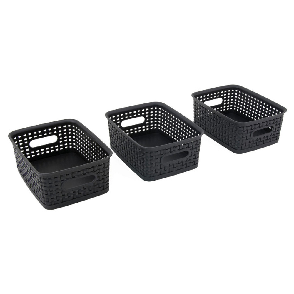 ADVANTUS Advantus® Black Plastic Weave Bins, Small, Pack of 3 ADVANTUS Advantus® Black Plastic Weave Bins, Small, Pack of 3
