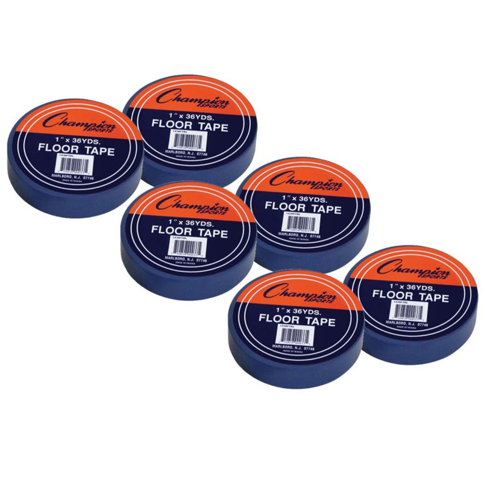CHAMPION SPORTS Champion Sports Floor Marking Tape, 1" x 36 yd, Blue, 6 Rolls