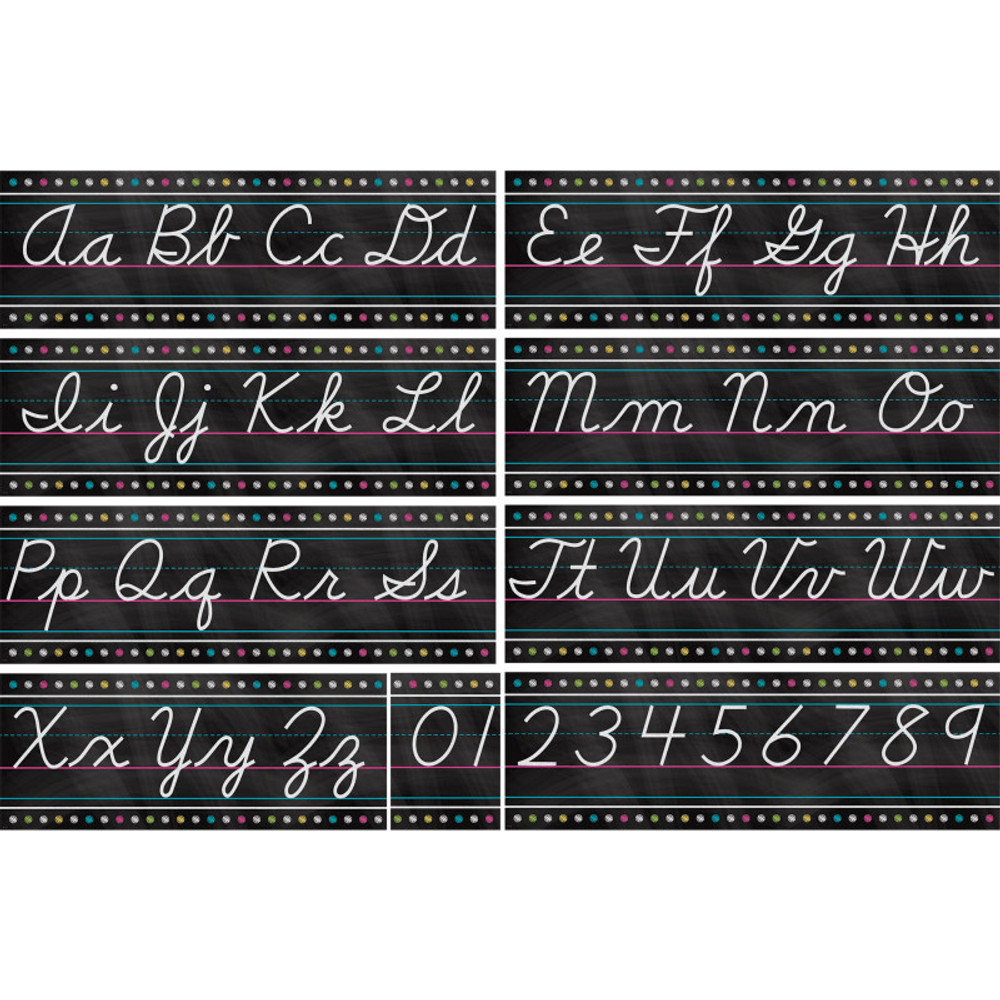 TEACHER CREATED RESOURCES Teacher Created Resources® Chalkboard Brights Cursive Writing Bulletin Board Display Set