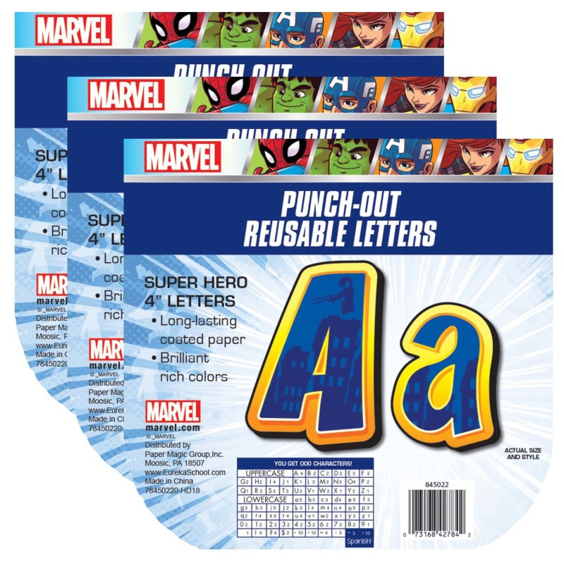EUREKA Eureka® Marvel™ Super Hero Adventure Deco Letters, 223 Per Pack, 3 Packs
