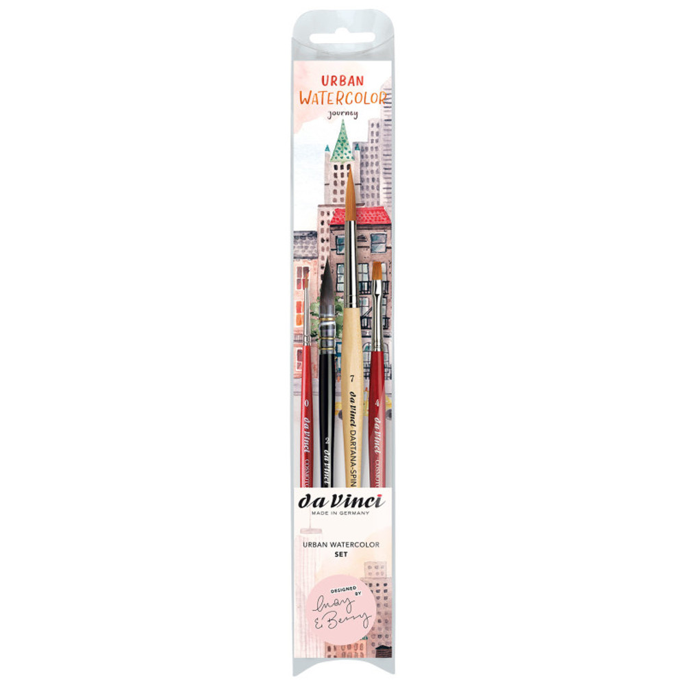 GREGORY DANIELS FINE ARTS INC da Vinci Artist Signature Collection by May & Berry Design Studio (Urban Watercolor Journey), Watercolor Brushes, Assorted, 4 Brush Set