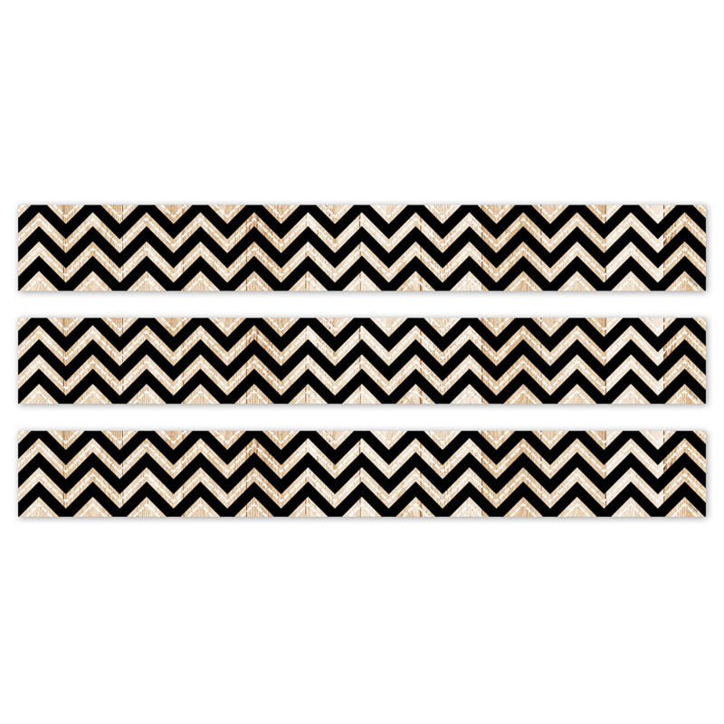 CREATIVE TEACHING PRESS Creative Teaching Press® Core Decor Black and Wood Chevron EZ Border, 48 Feet Per Pack, 3 Packs
