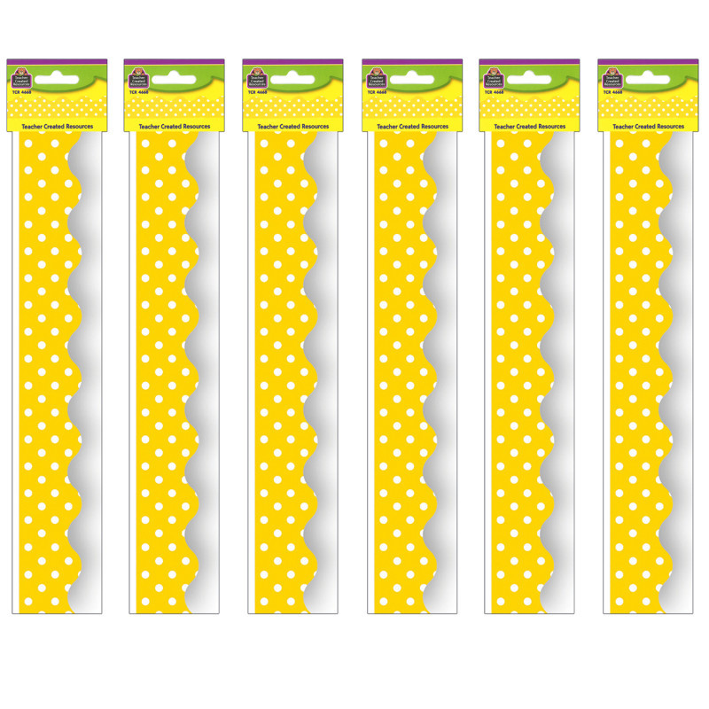TEACHER CREATED RESOURCES Teacher Created Resources® Yellow Mini Polka Dots Border Trim, 35 Feet Per Pack, 6 Packs