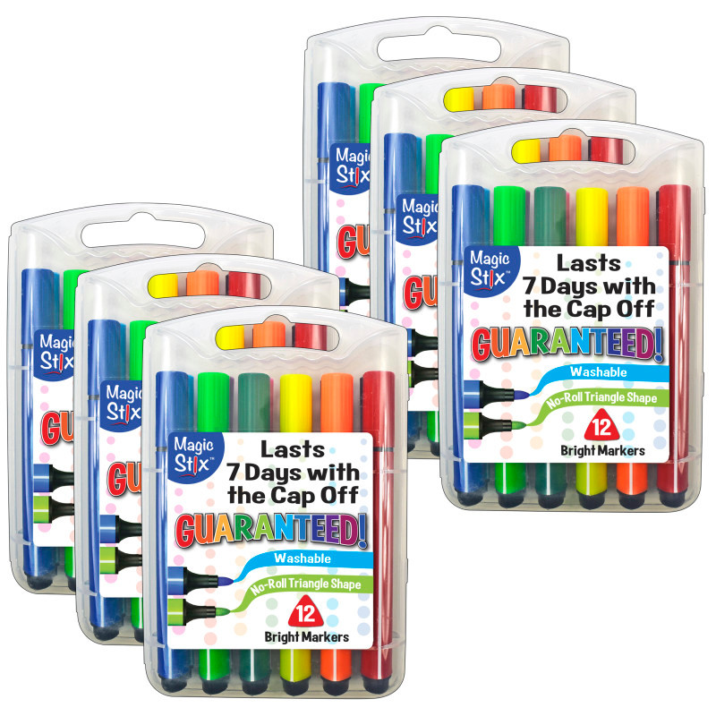 THE PENCIL GRIP Magic Stix™ Triangular Markers, 12 Per Pack, 6 Packs
