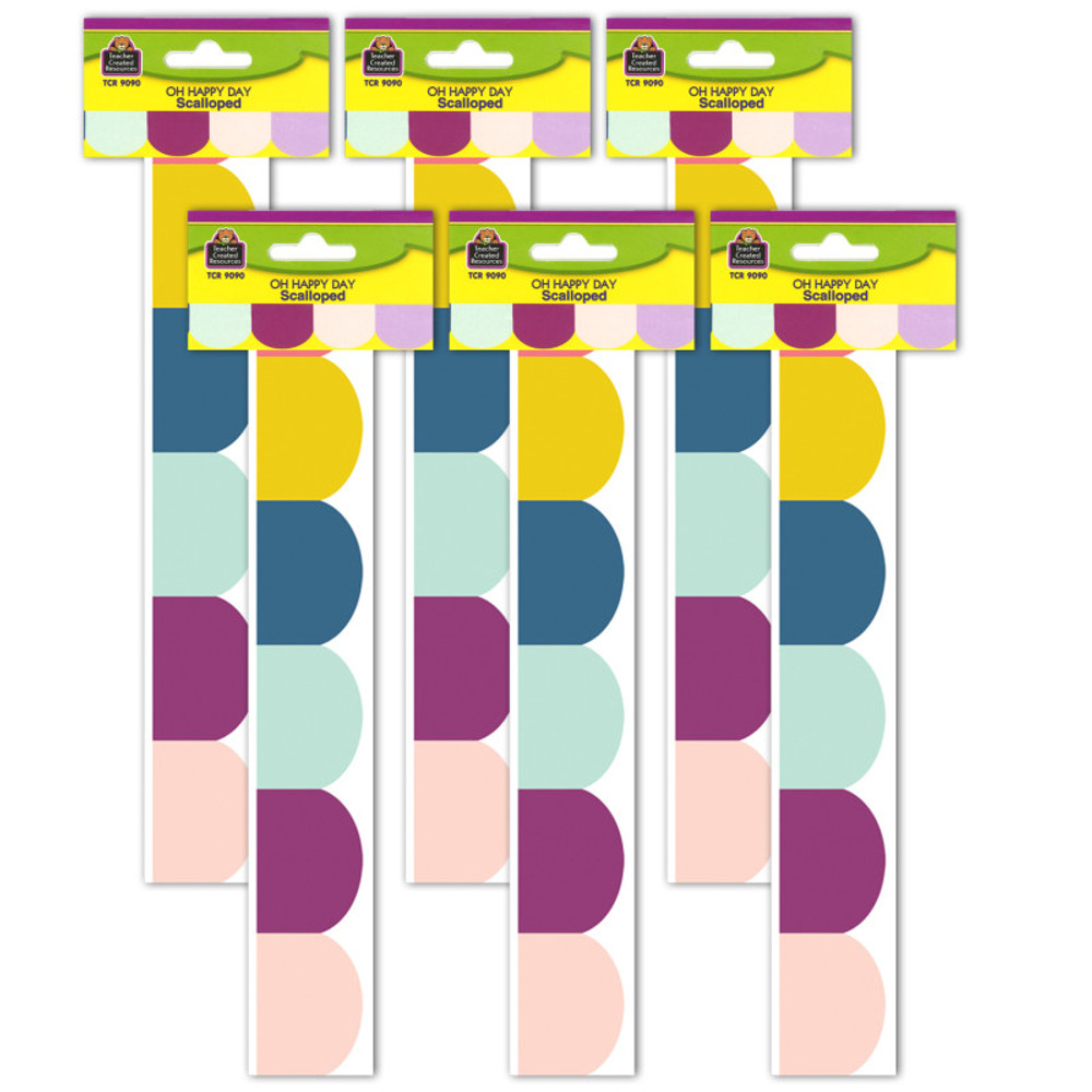 TEACHER CREATED RESOURCES Teacher Created Resources® Oh Happy Day Scalloped Die-Cut Border Trim, 35 Feet, 6 Packs