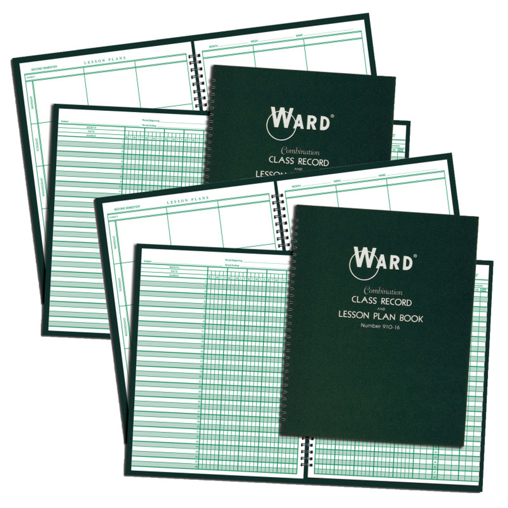 ELAN PUBLISHING WARD® Combination 9-10 Week Class Record + 6 Period Lesson Plan Book, Pack of 2
