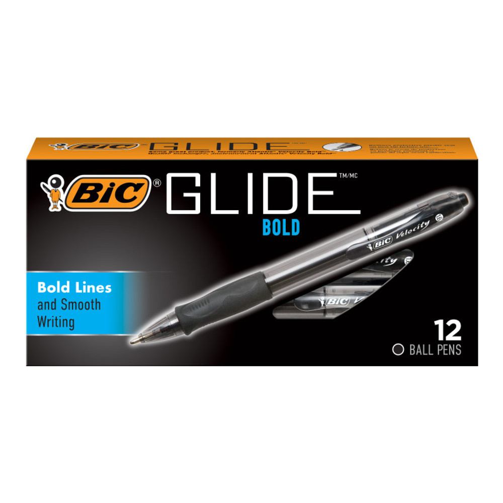 BIC USA INC BIC® Glide™ Bold Retractable Ball Point Pen, Bold Point (1.6mm), Black, 12-Count