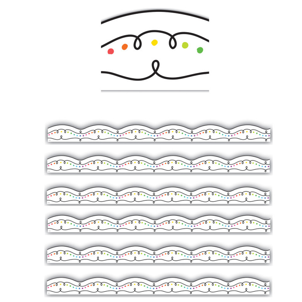 TEACHER CREATED RESOURCES Teacher Created Resources® Squiggles and Colorful Dots Die-Cut Border Trim, 35 Feet Per Pack, 6 Packs TEACHER CREATED RESOURCES Teacher Created Resources® Squiggles and Colorful Dots Die-Cut Border Trim, 35 Feet Per Pack, 6 Packs