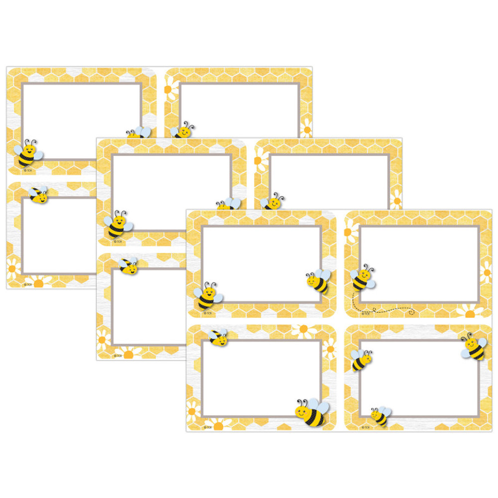 TEACHER CREATED RESOURCES Teacher Created Resources® Buzzing Bees Name Tags/Labels - Multi-Pack, 3-1/2" x 2-1/2", 36 Per Pack, 3 Packs