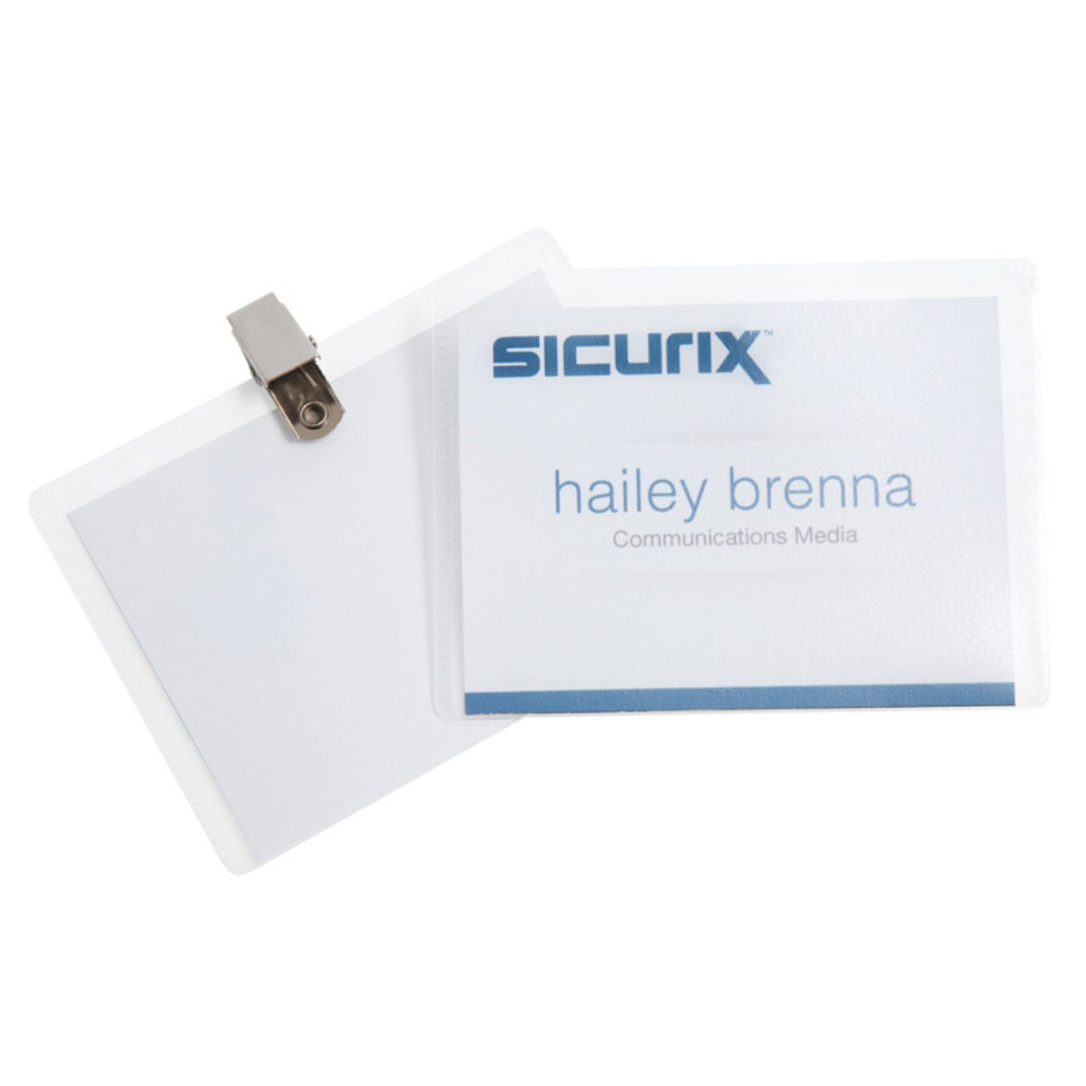 BAUMGARTENS INC SICURIX Clip Style ID Badge Holder Kit with Printable Inserts, 4" x 3", Pack of 50