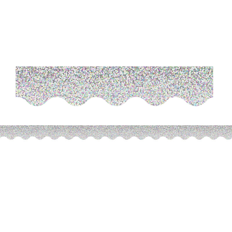 TEACHER CREATED RESOURCES Teacher Created Resources® Silver Sparkle Scalloped Border Trim, 35 Feet