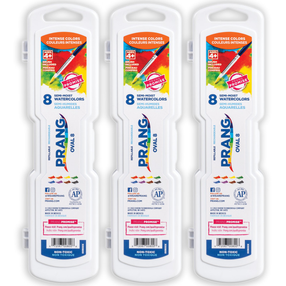 DIXON TICONDEROGA CO Prang® Semi-Moist Washable Watercolor Set, 8 colors, 3 Sets
