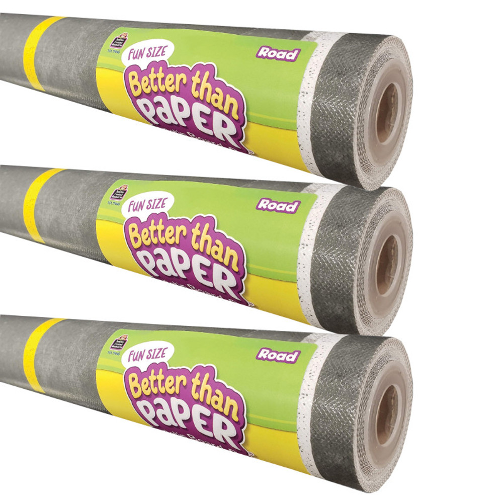 TEACHER CREATED RESOURCES Teacher Created Resources® Fun Size Better Than Paper® Bulletin Board Roll, 18" x 12', Road, Pack of 3