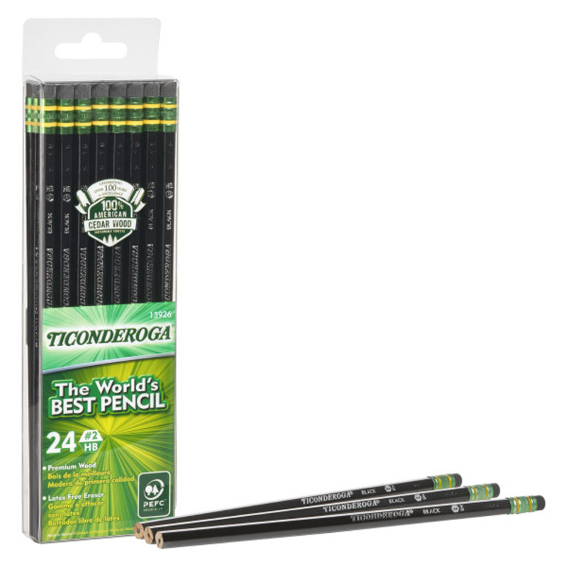 DIXON TICONDEROGA CO Ticonderoga® Pencils, #2 Soft, Black, Unsharpened, Pack of 24