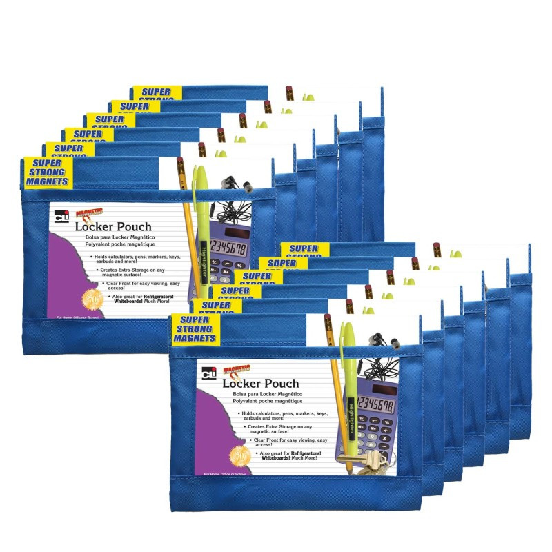 ADVANTUS Charles Leonard Magnetic Whiteboard Pouch, 8 x 6-3/4 Inches, Blue, Pack of 12