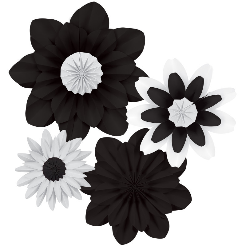 TEACHER CREATED RESOURCES Teacher Created Resources® Black and White Paper Flowers, Pack of 4
