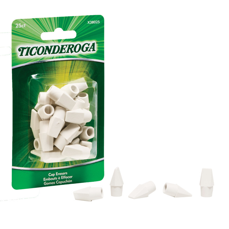 DIXON TICONDEROGA CO Ticonderoga® Wedge Cap Erasers, White, 25 Count