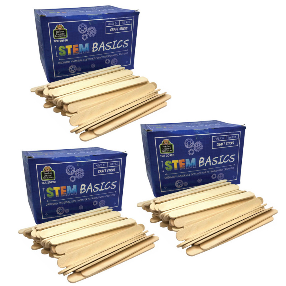 TEACHER CREATED RESOURCES Teacher Created Resources® STEM Basics: Craft Sticks, 500 Per Pack, 3 Packs