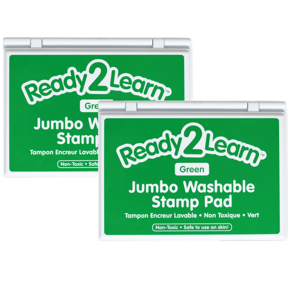 LEARNING ADVANTAGE READY 2 LEARN™ Jumbo Washable Stamp Pad - Green - 6.2"L x 4.1"W - Pack of 2