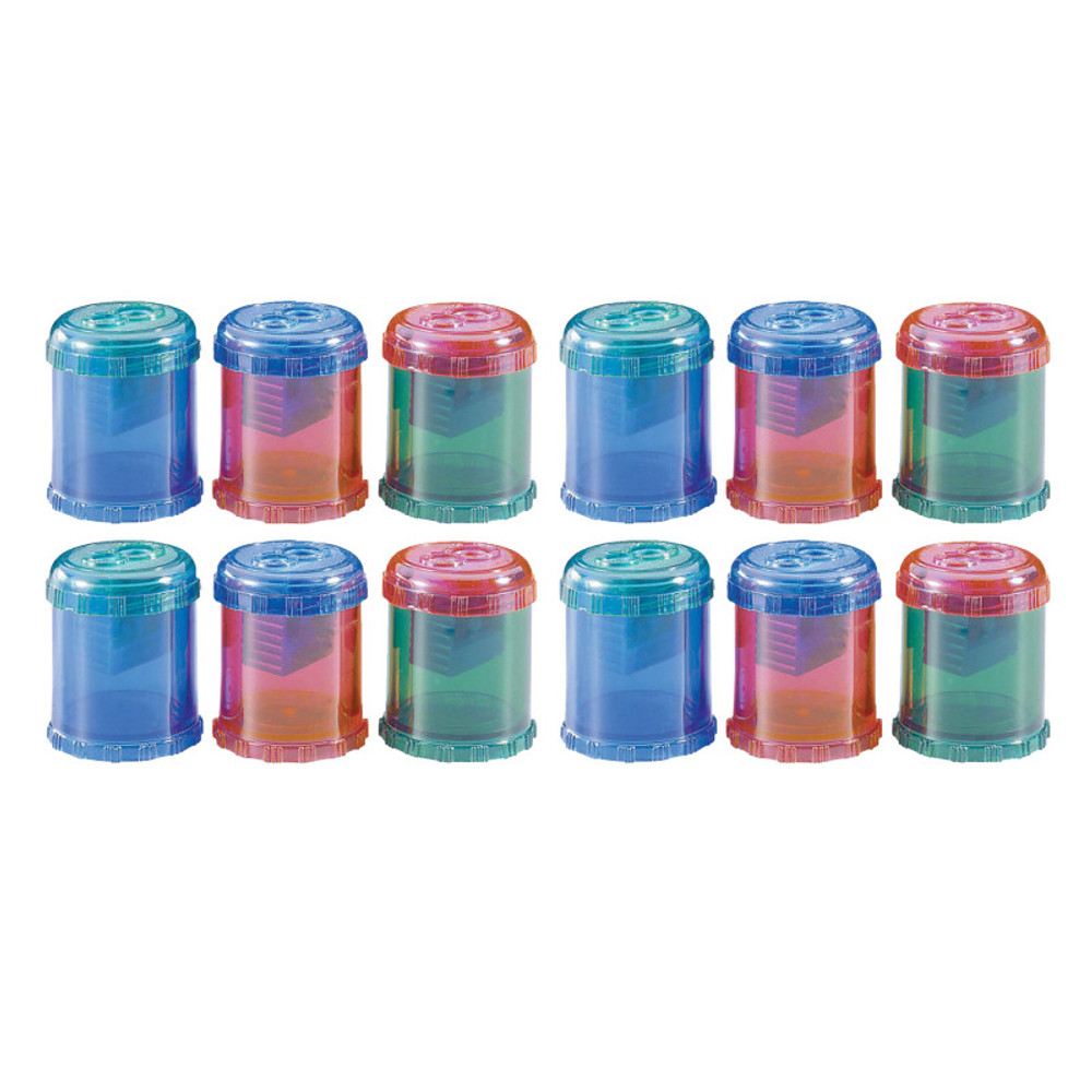 ACME UNITED CORPORATION Westcott® Plastic Manual Pencil and Crayon Sharpener, 2-Hole, Assorted Colors (No Color Choice), Pack of 12