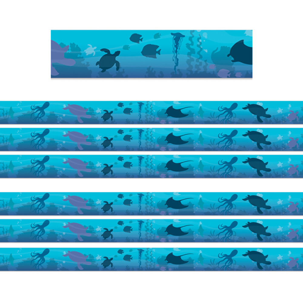 EUREKA Eureka® Seas the Day Blue Silhouettes Deco Trim®, 37 Feet Per Pack, 6 Packs