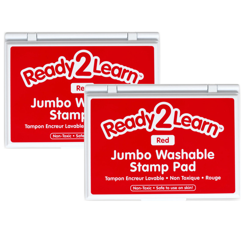 LEARNING ADVANTAGE READY 2 LEARN™ Jumbo Washable Stamp Pad - Red - 6.2"L x 4.1"W - Pack of 2