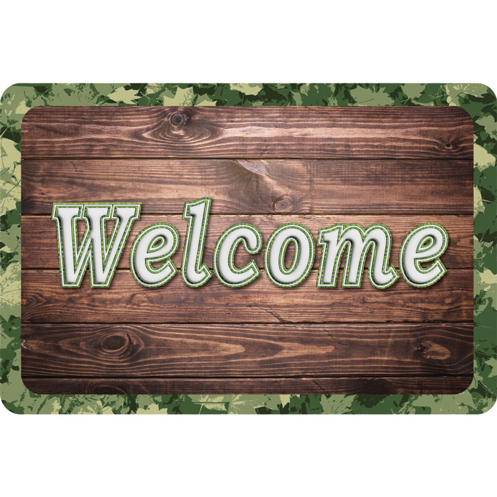 ASHLEY PRODUCTIONS Ashley Productions® The Original Fun Mat™, Welcome Mat, 15.5" x 23.5", Camo Wood Welcome