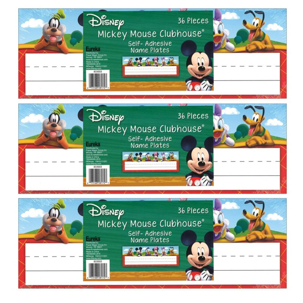 EUREKA Eureka® Mickey Mouse Clubhouse® Self-Adhesive Name Plates, 36 Per Pack, 3 Packs