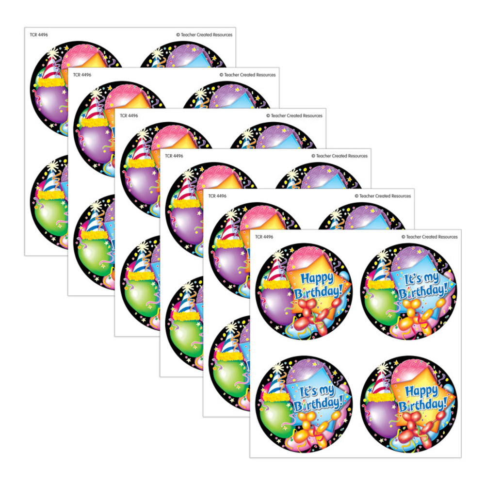 TEACHER CREATED RESOURCES Teacher Created Resources® Happy Birthday Wear 'Em Badges, 32 Per Pack, 6 Packs