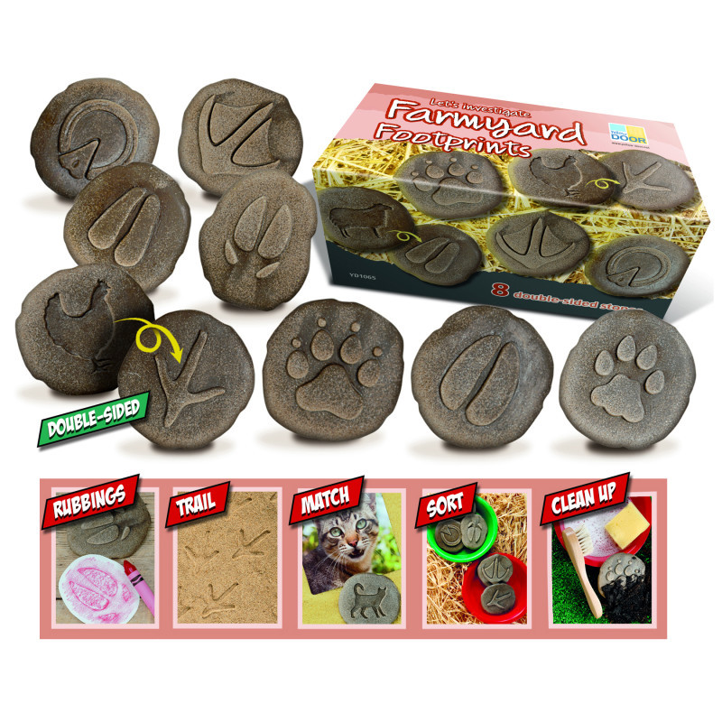 YELLOW DOOR US LLC Yellow Door Let's Investigate Farmyard Footprints Stone, Pack of 8