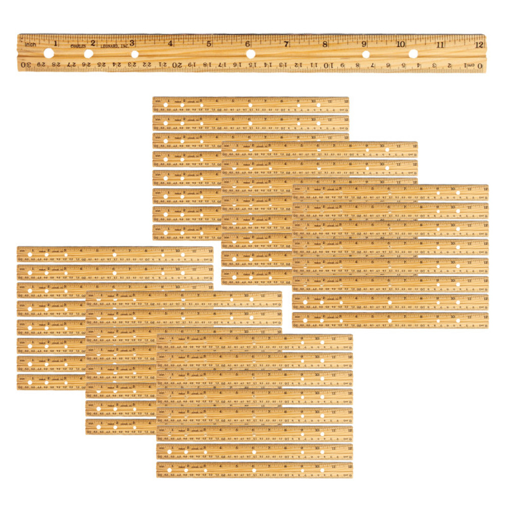 ADVANTUS Charles Leonard Economy Wood Ruler, Pack of 48