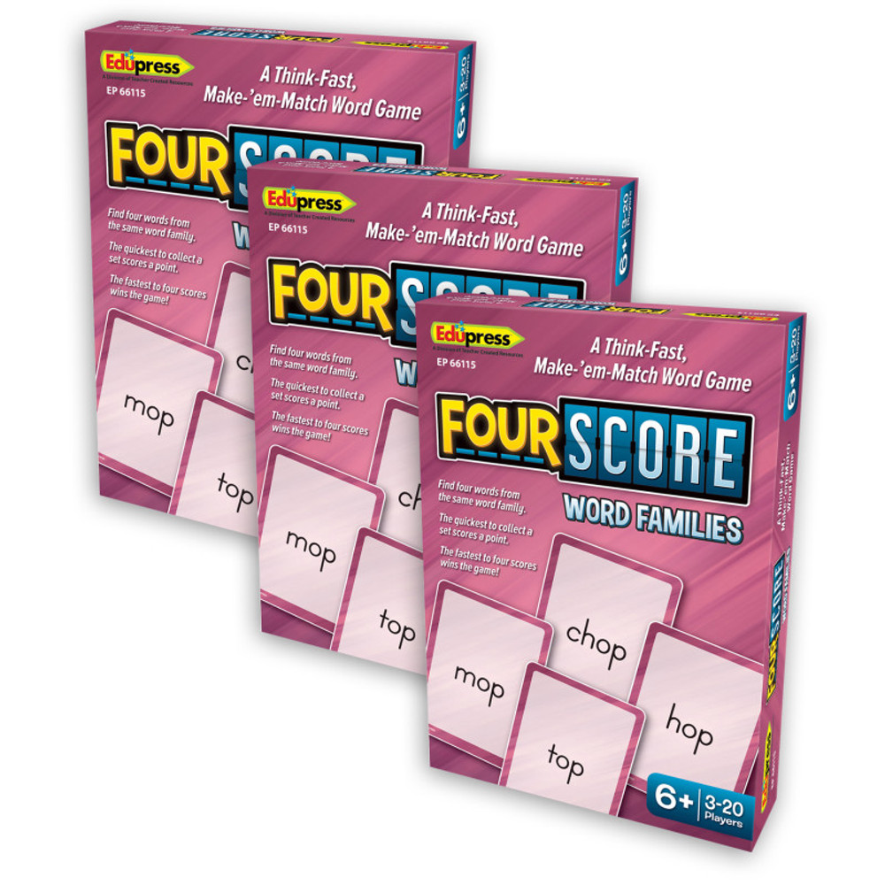 TEACHER CREATED RESOURCES Teacher Created Resources® Four Score Card Game: Word Families, Pack of 3