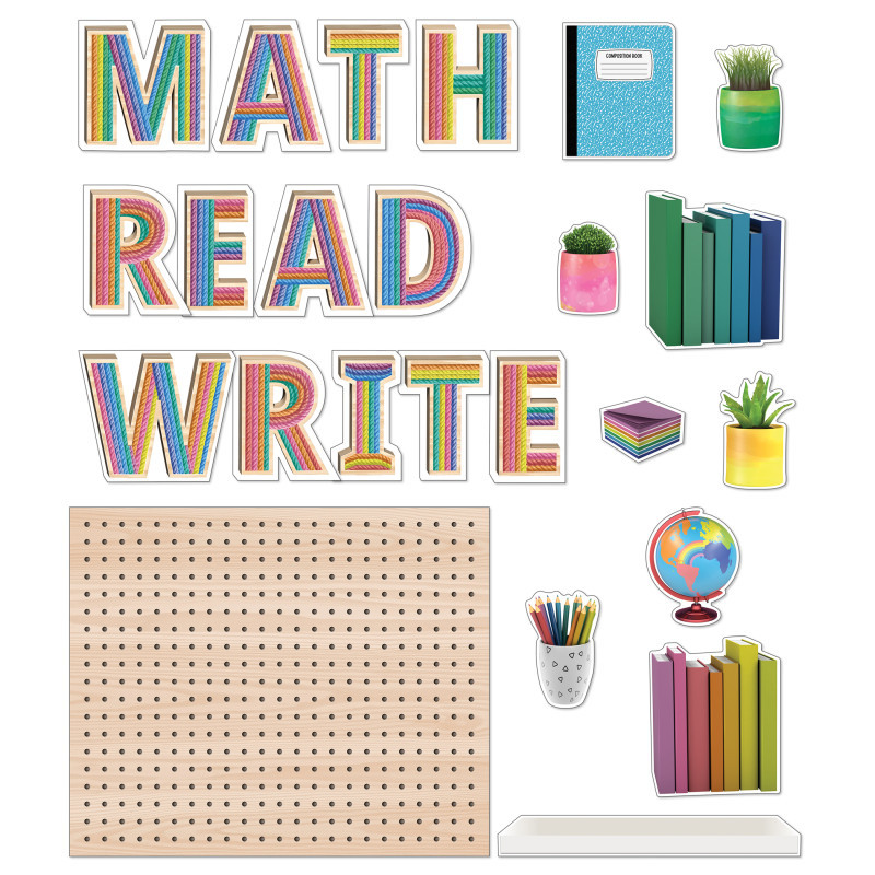 CARSON DELLOSA EDUCATION Happily Ever Elementary Creatively Inspired Subject Pegboards Bulletin Board Set