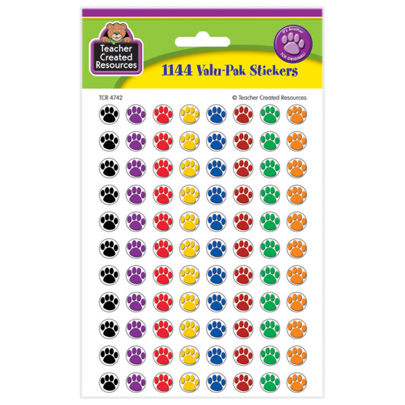 TEACHER CREATED RESOURCES Teacher Created Resources® Colorful Paw Prints Mini Stickers Valu-Pak, Pack of 1144