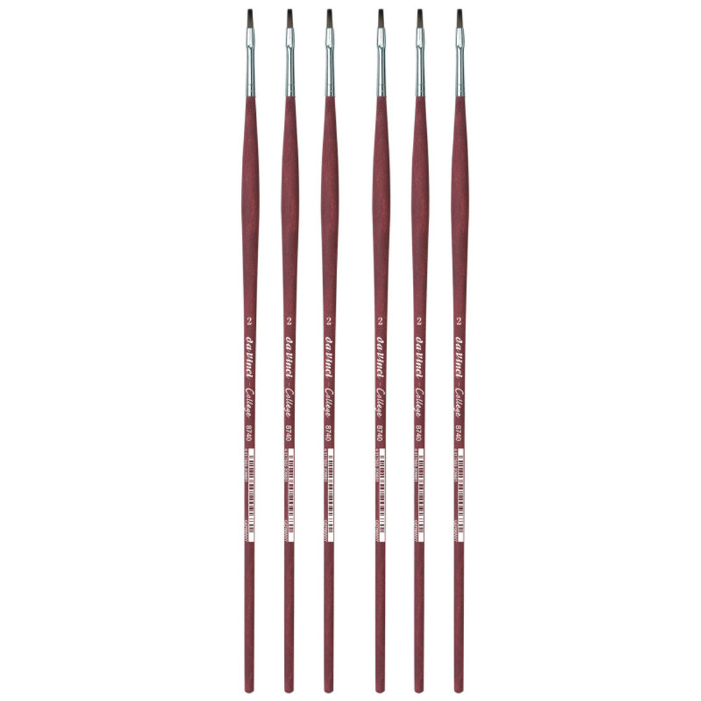 GREGORY DANIELS FINE ARTS INC da Vinci COLLEGE Student Brush, Synthetic, Acrylic & Oil, Flat, Series 8740, Size 2, Pack of 6