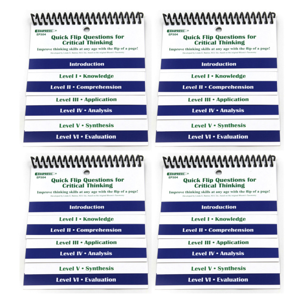 TEACHER CREATED RESOURCES Edupress™ Questions for Critical Thinking Quick Flip Resource™, Pack of 4