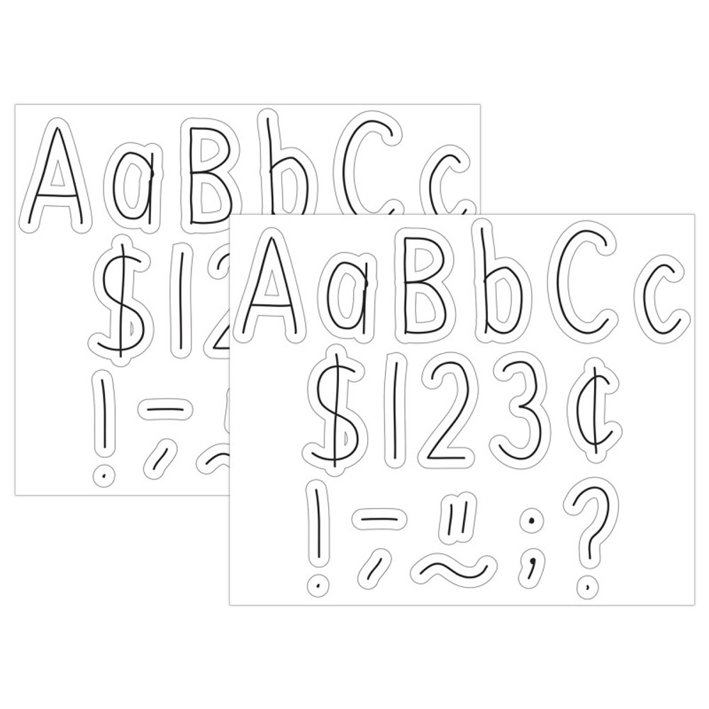 TEACHER CREATED RESOURCES Teacher Created Resources® Black on White Hand Drawn 4" Letters Combo Pack, 262 Pieces Per Pack, 2 Packs