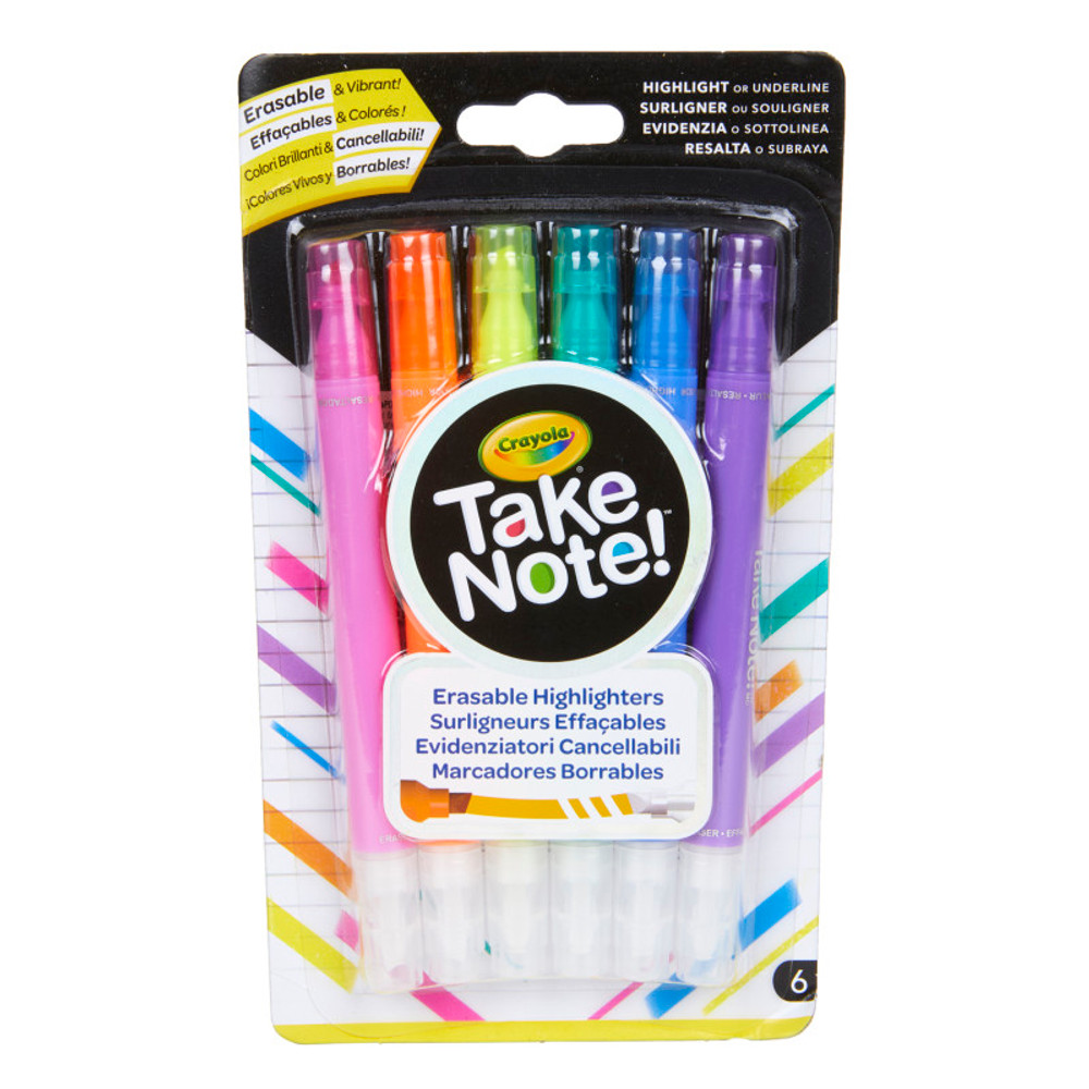 CRAYOLA LLC Crayola® Take Note! Erasable Highlighters, Pack of 6
