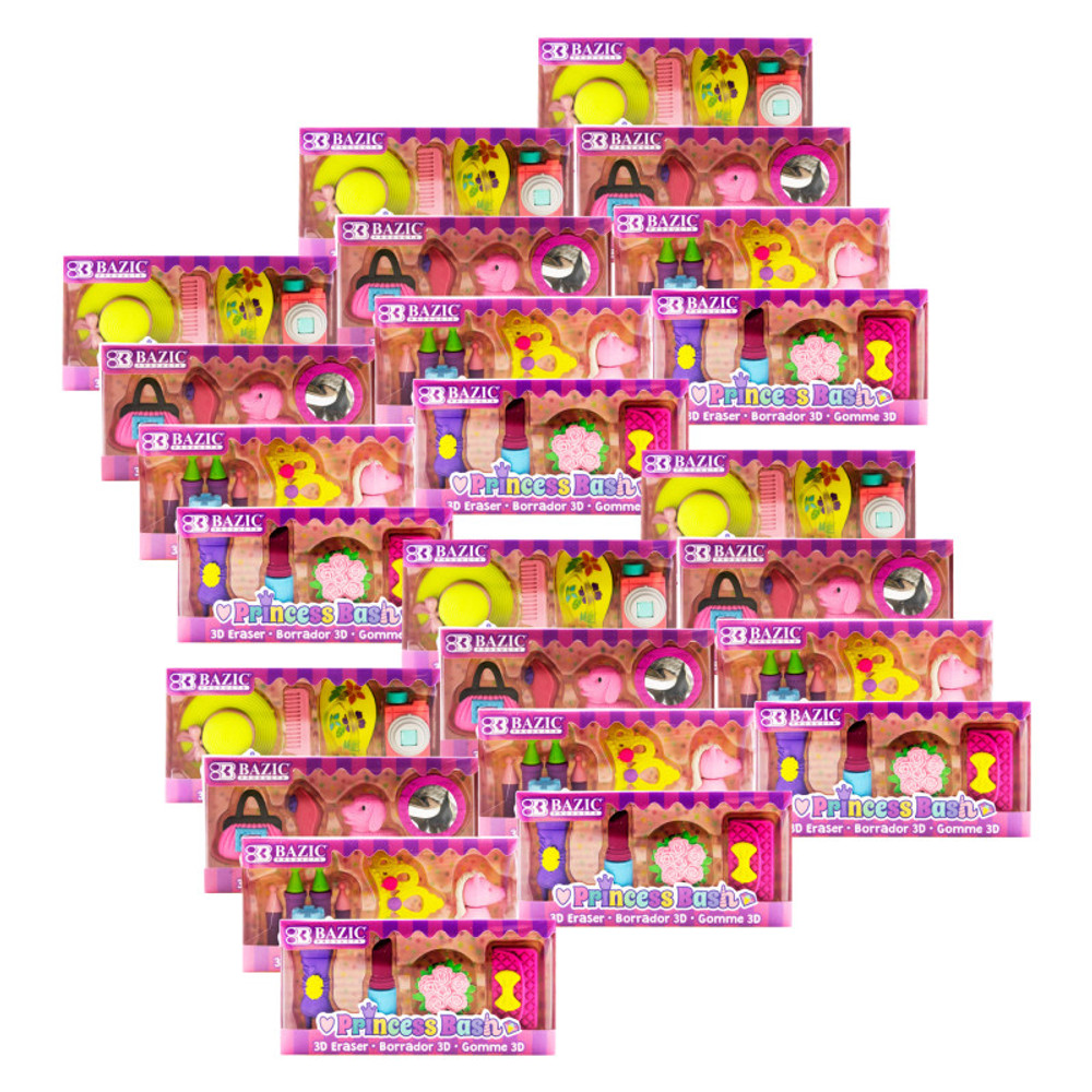 BAZIC PRODUCTS BAZIC Products® Princess Bash 3D Eraser Sets, 4 Per Set, 24 Sets