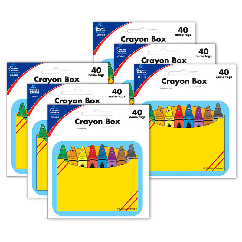 CARSON DELLOSA EDUCATION Carson Dellosa Education Crayon Box Name Tags, 40 Per Pack, 6 Packs